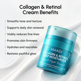 MAREE night cream label highlighting retinol for evening renewal benefit