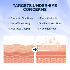 MAREE patch applied under eye demonstrating secure fit and cooling benefit