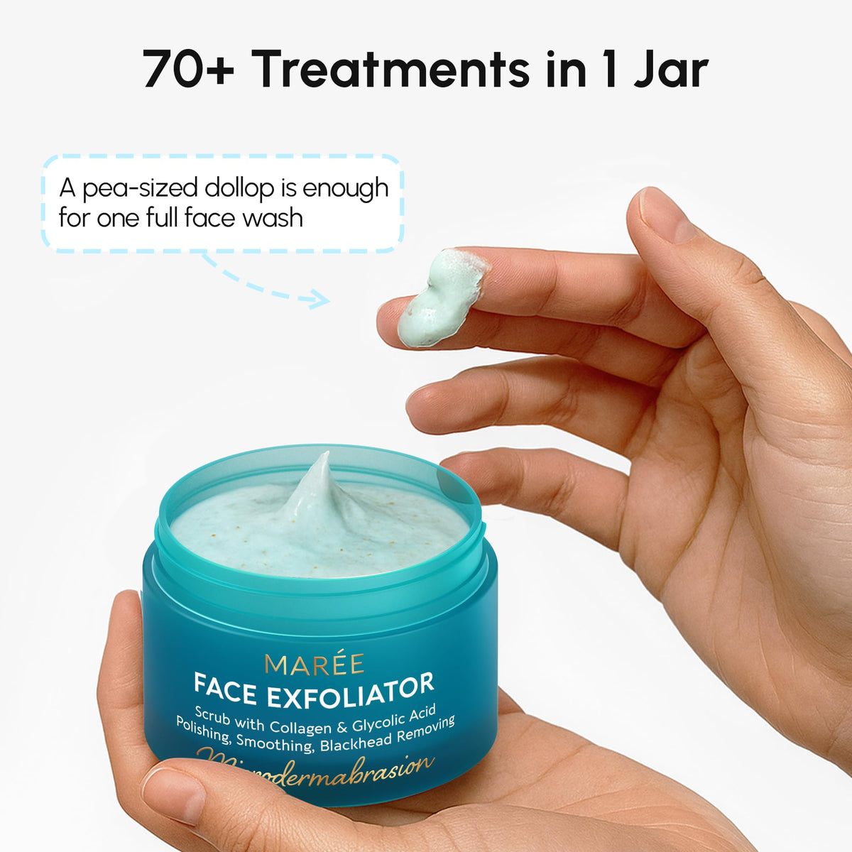 MAREE product dispensed into hand demonstrating easy application