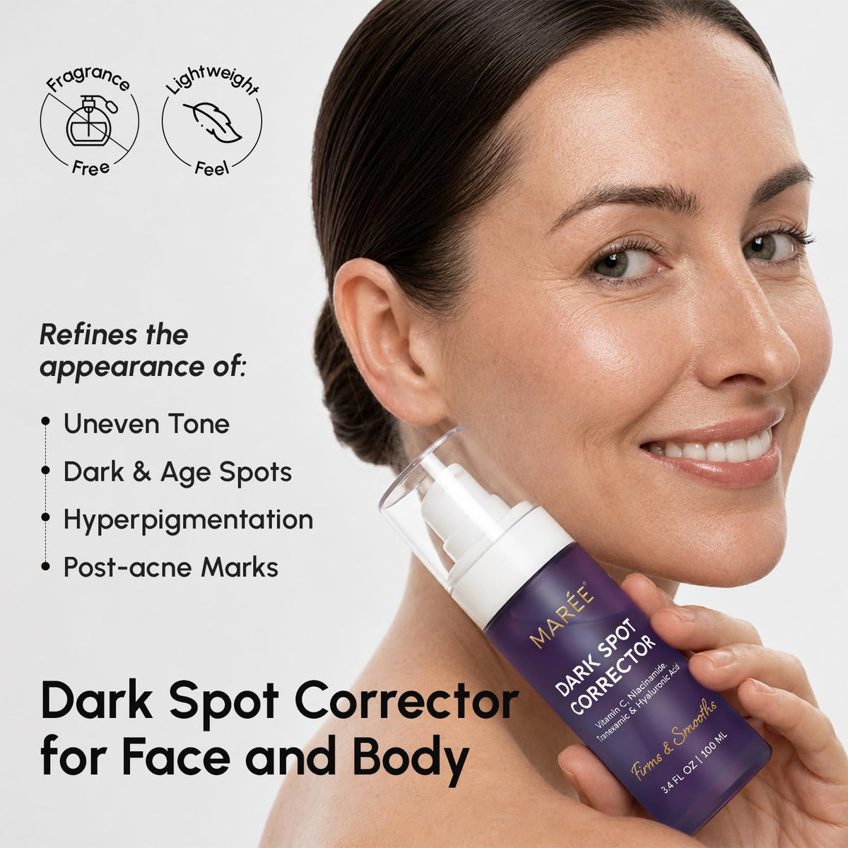 MAREE pump dispensing clear serum showing easy dosing and control