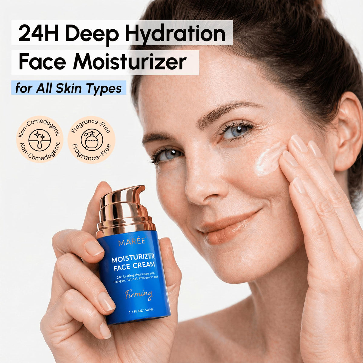 MAREE cream texture close-up highlighting lightweight, hydrating consistency