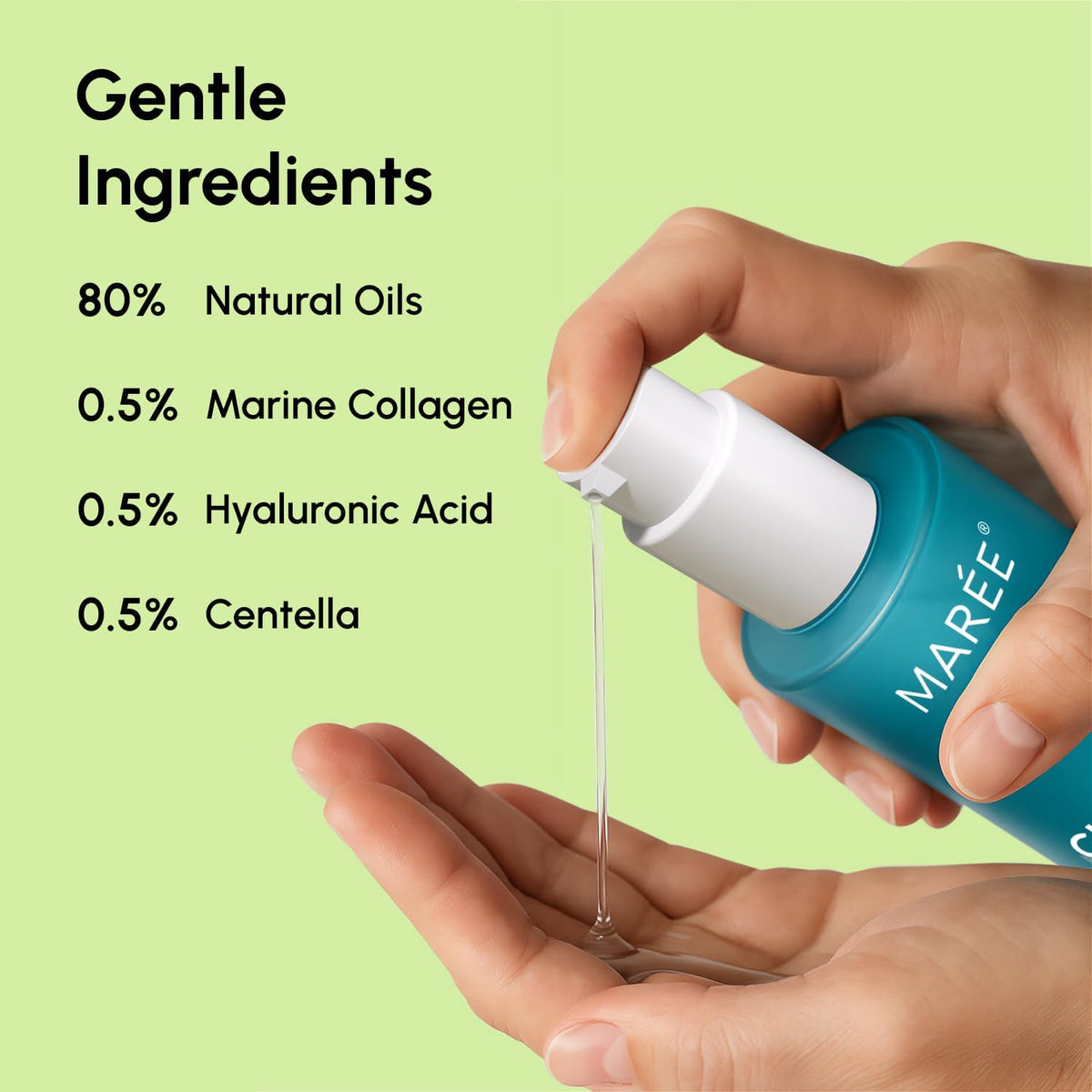 MAREE oil texture drop demonstrating lightweight spreadability