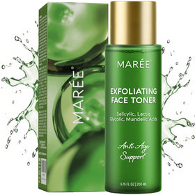 MAREE front bottle view showing sleek toner packaging and clear aging benefit