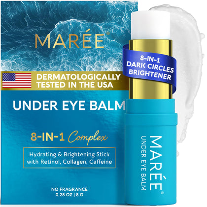 MAREE under eye stick front packaging showing compact design and convenience