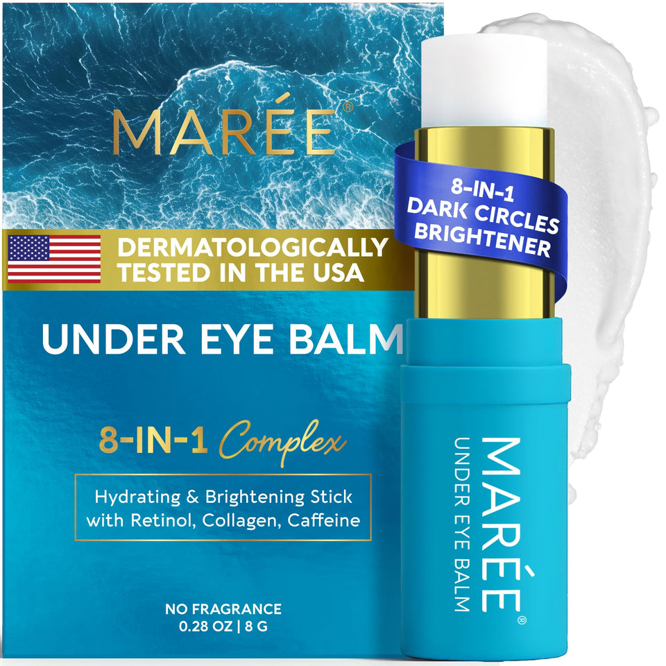 MAREE under eye stick front packaging showing compact design and convenience