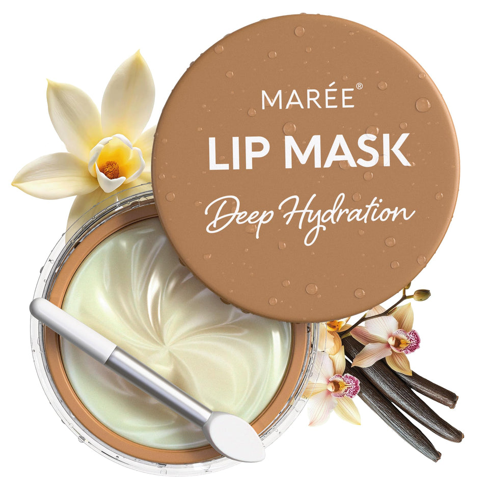 MAREE jar front view showing vanilla lip mask and soothing hydration