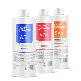 Marfort product trio front view showing three bottles for fast salon use