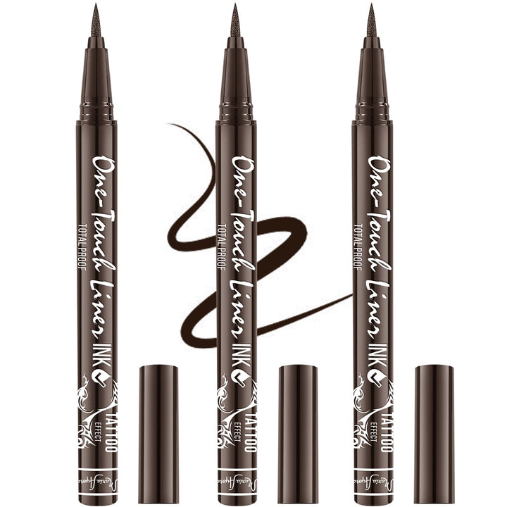 MARIA AYORA front packaging showing three dark brown pens and product branding benefit: value pack