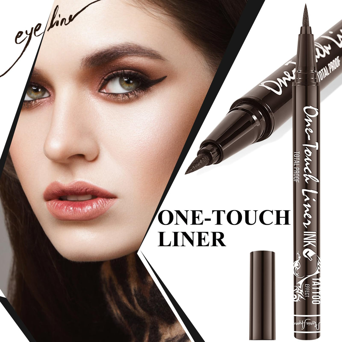 MARIA AYORA dark brown line swatch on skin demonstrating rich color and quick-dry finish