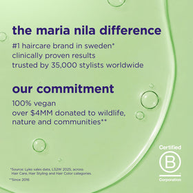 Maria Nila lifestyle shot of styled hair showcasing smoother, shinier results