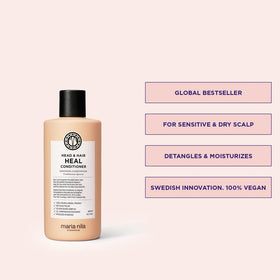 Maria Nila label detail highlighting aloe vera and piroctone olamine benefits