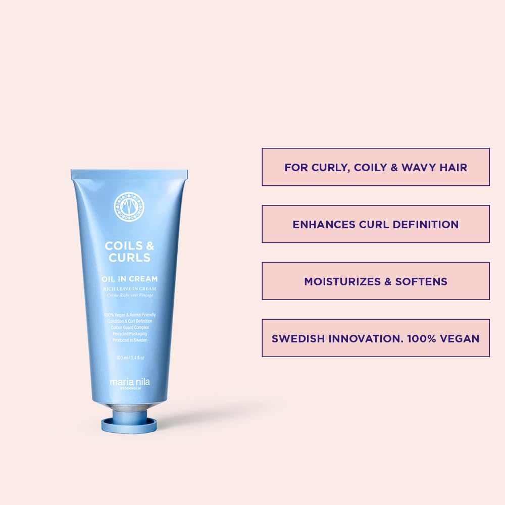 Maria Nila label close-up highlighting ingredients and vegan promise
