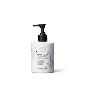 Maria Nila bottle front showing pearly silver mask and brand benefit