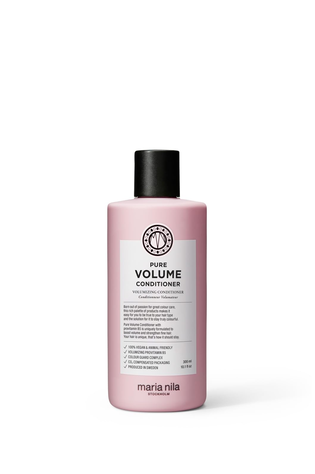 Maria Nila front packaging showing bottle and branding, highlights vegan volumizing benefits