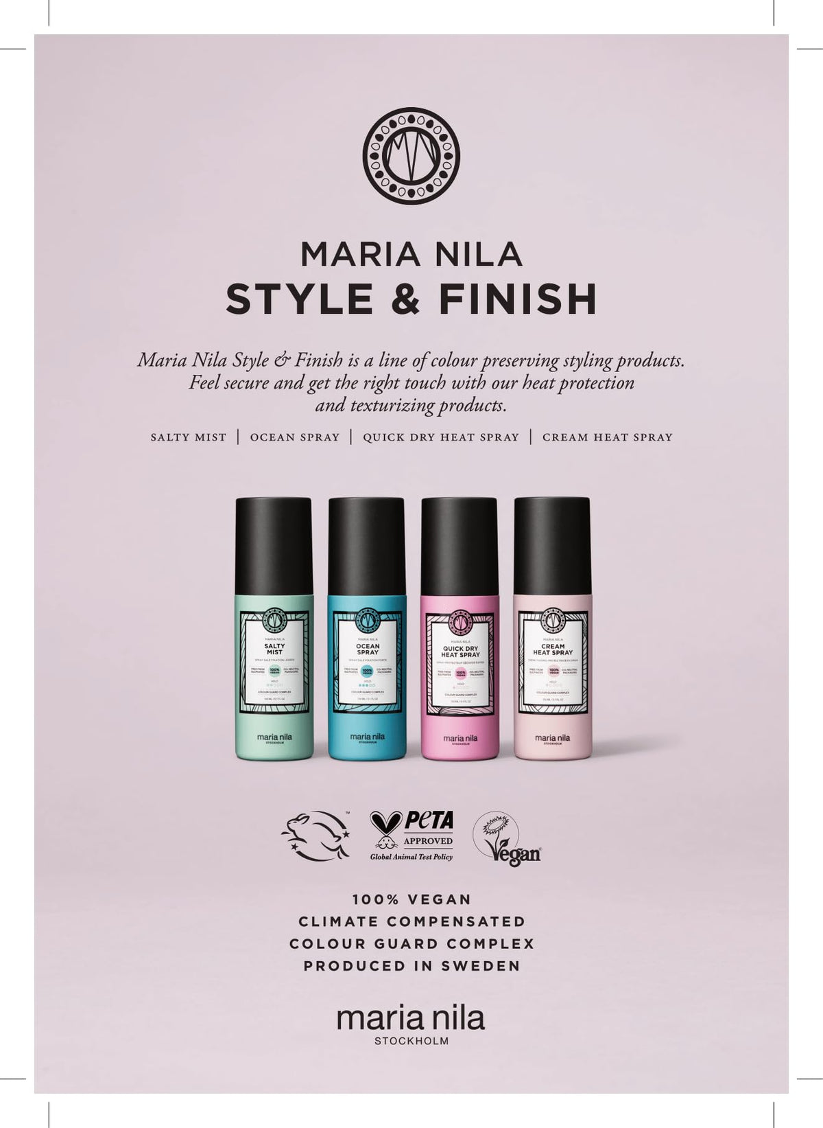 Maria Nila mist texture on hand illustrating lightweight, non-greasy feel