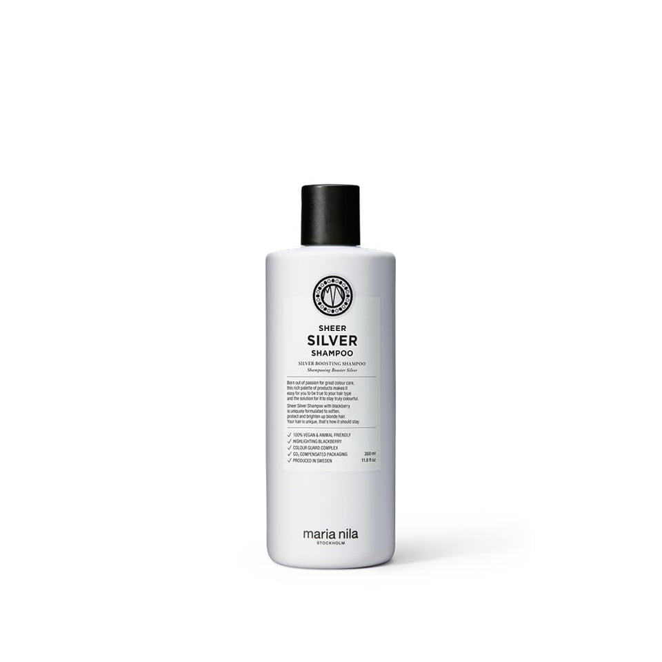 Maria Nila Sheer Silver front bottle showing brand and cooling benefit