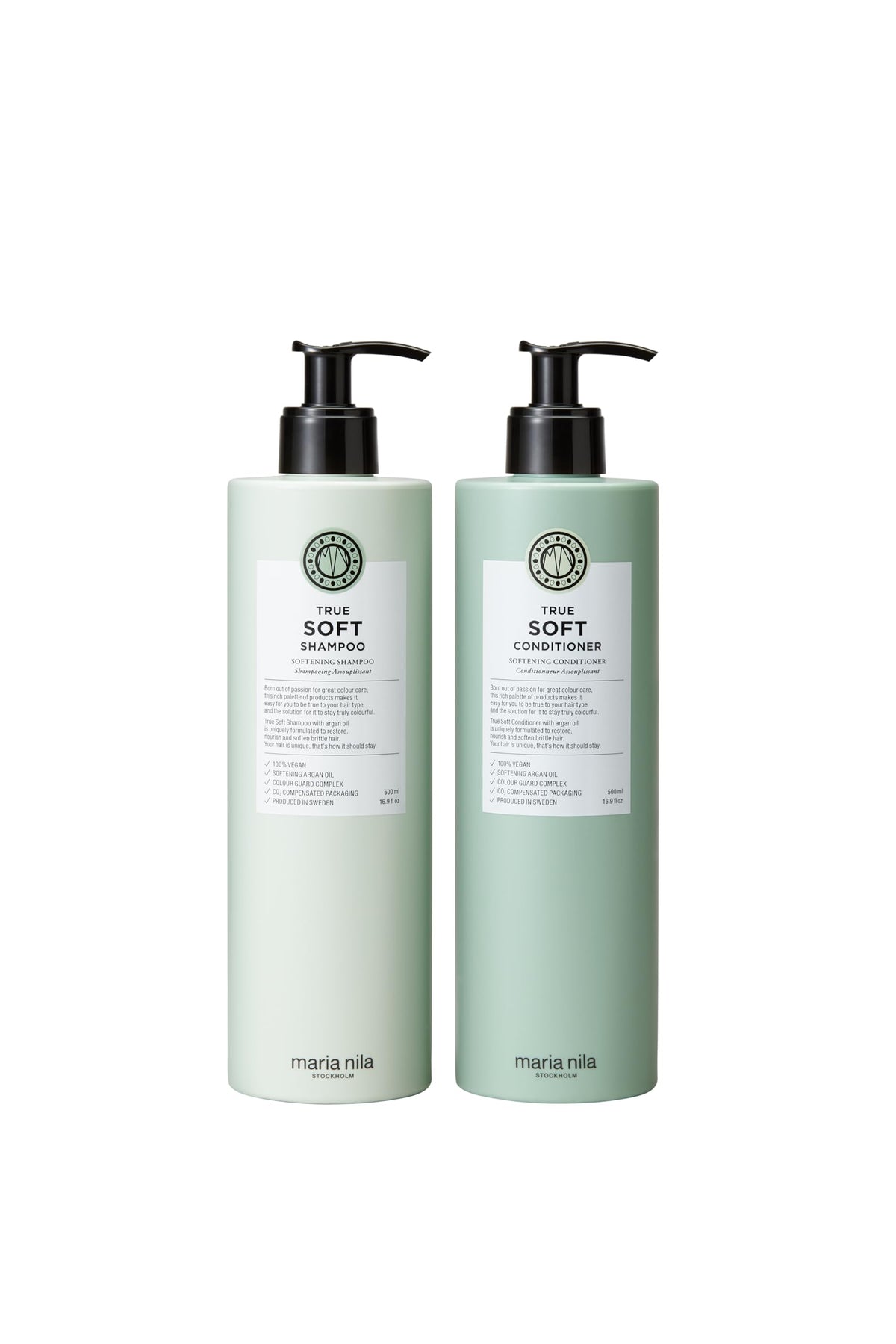 Maria Nila front packaging showing hydrating duo for soft hair