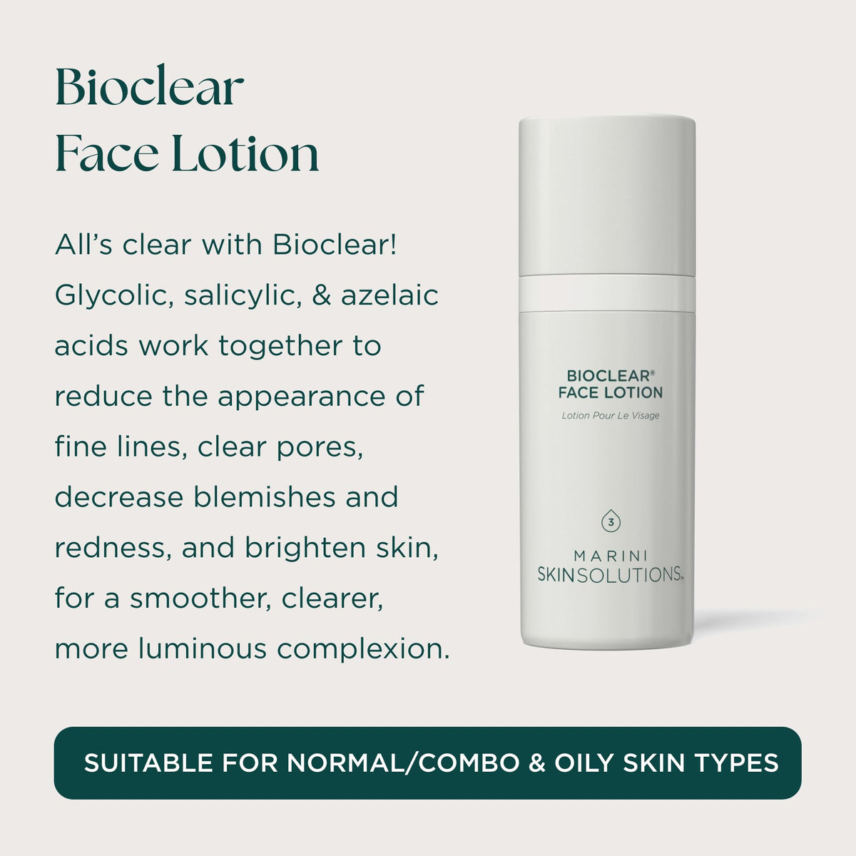 Marini SkinSolutions close-up of lotion texture highlighting lightweight absorption