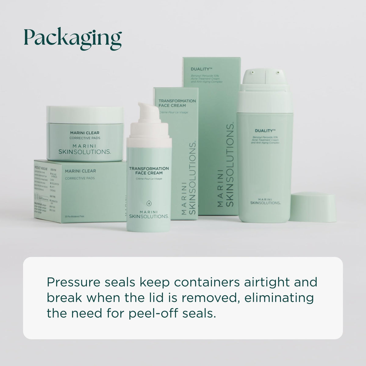 Marini SkinSolutions bottle on bathroom shelf implying daily routine convenience