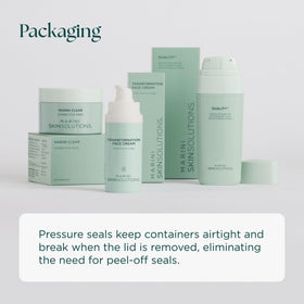 Marini SkinSolutions bottle on bathroom shelf implying daily routine convenience