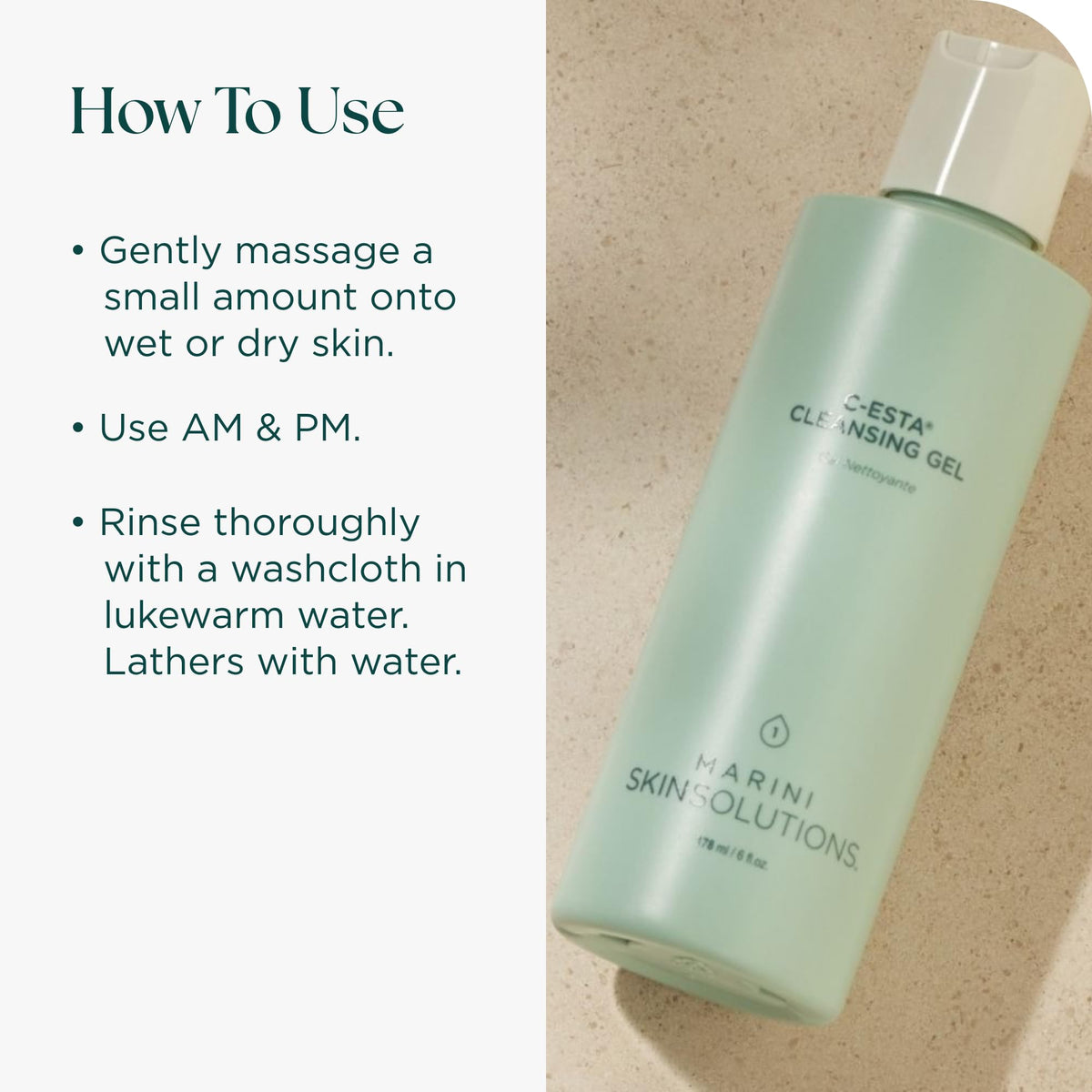 Marini SkinSolutions bottle label showing ingredients list for transparency and trust