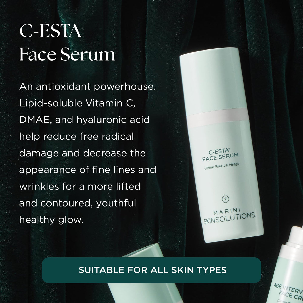 Marini SkinSolutions serum texture on fingertip illustrating smooth glide