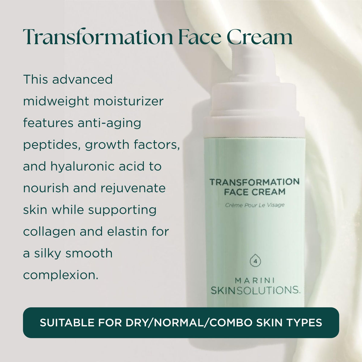 Marini SkinSolutions cream texture close-up highlighting smooth, hydrating consistency