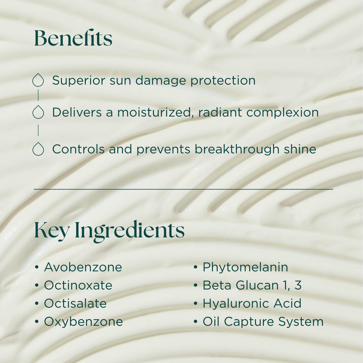 Marini SkinSolutions sunscreen dispensed on hand illustrating easy spreadability
