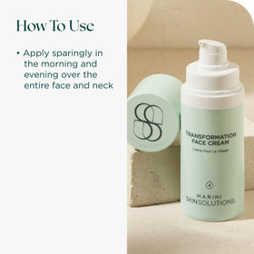 Marini SkinSolutions label detail showing ingredient callouts and transparency benefits