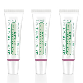 Mario Badescu front packaging showing three acai and vanilla tubes for easy carry