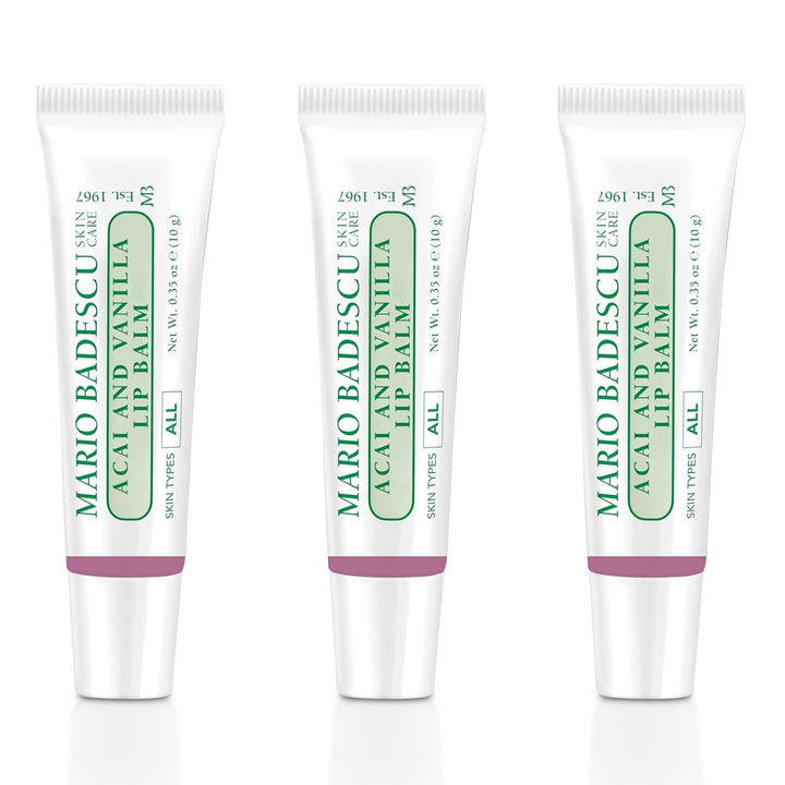 Mario Badescu front packaging showing three acai and vanilla tubes for easy carry