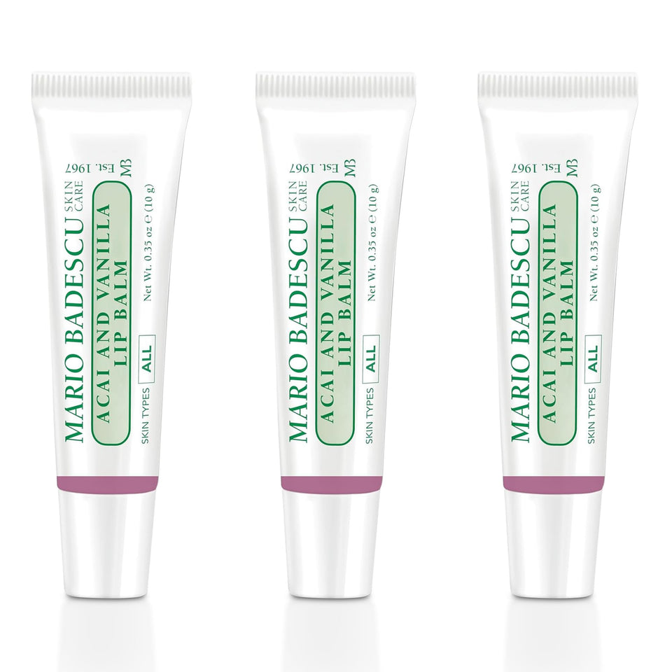 Mario Badescu front packaging showing three acai and vanilla tubes for easy carry