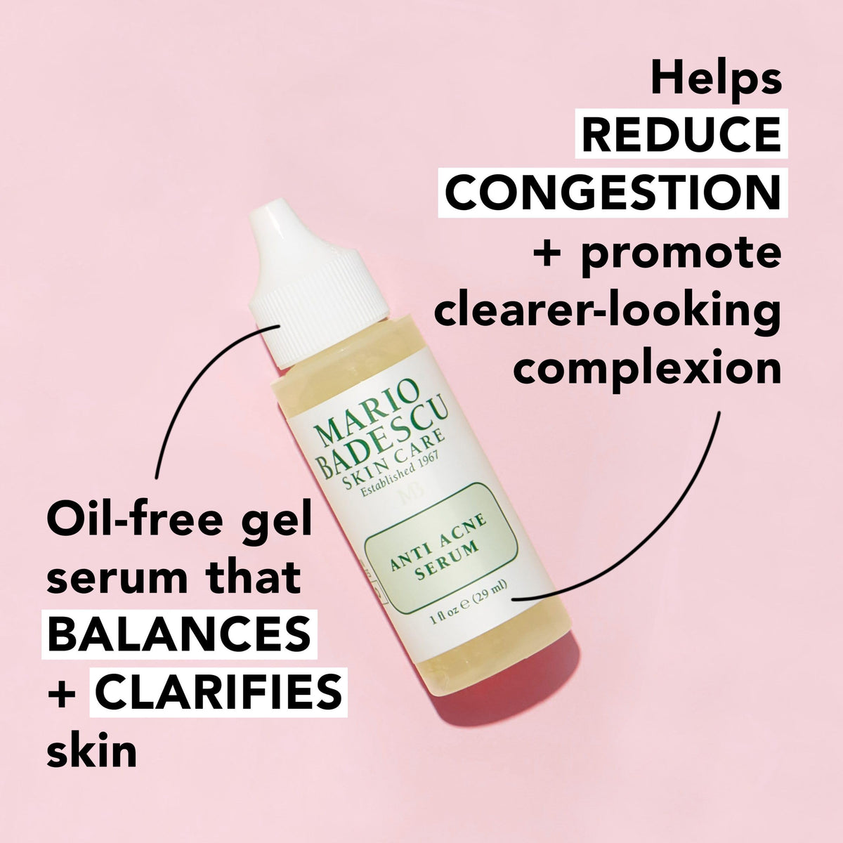 Mario Badescu applying thin layer to cheek, targeted blemish control and quick absorption