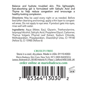 Mario Badescu gel-serum texture close-up illustrating lightweight clear gel and absorbency
