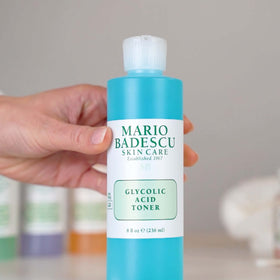Mario Badescu displayed on bathroom counter promoting routine-ready benefit