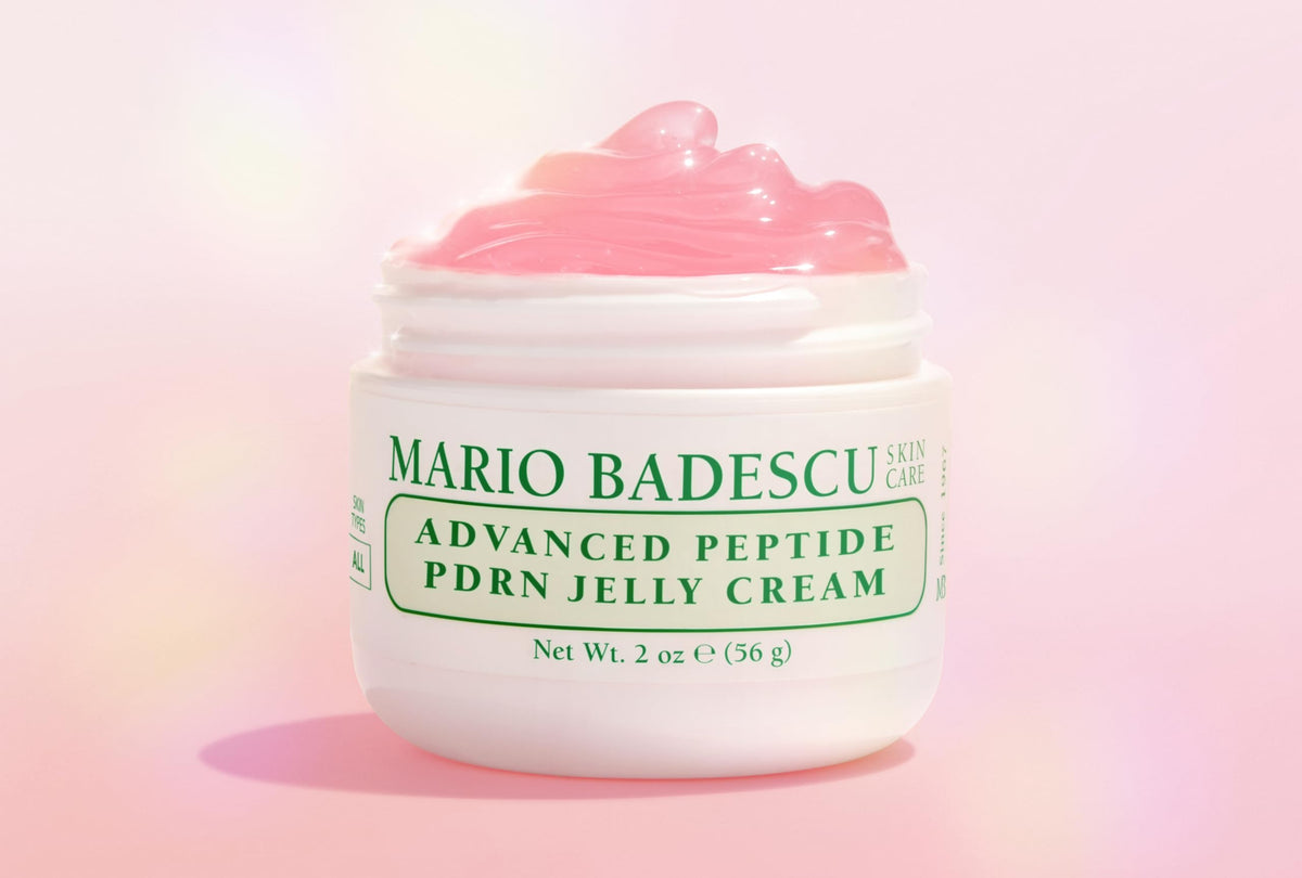 Mario Badescu jar on bathroom shelf styled lifestyle shot showing daily routine fit