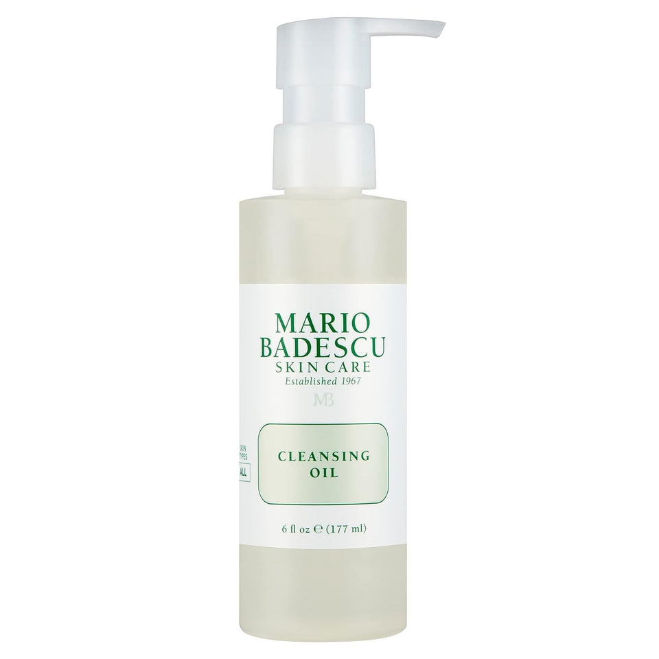Mario Badescu cleansing oil front bottle showing sleek packaging and nourishing formula