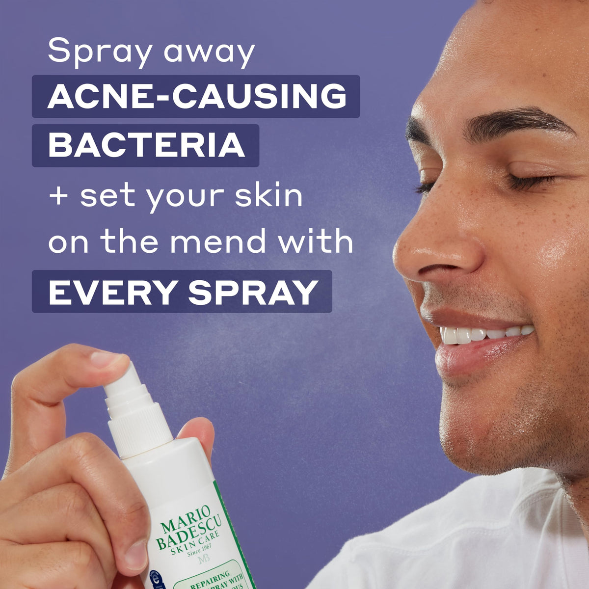 Mario Badescu close-up nozzle releasing fine mist for quick hydration