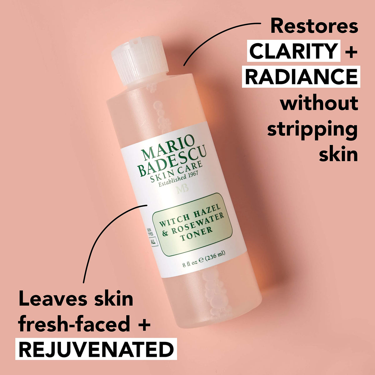 Mario Badescu cotton pad application showing easy removal of impurities and prep benefit