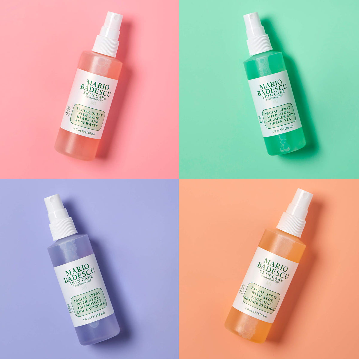Mario Badescu cucumber and green tea mist in use for cool refreshing hydration