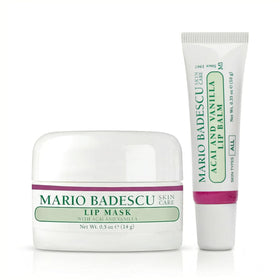 Mario Badescu front packaging of day to night lip duo shows both products and benefits