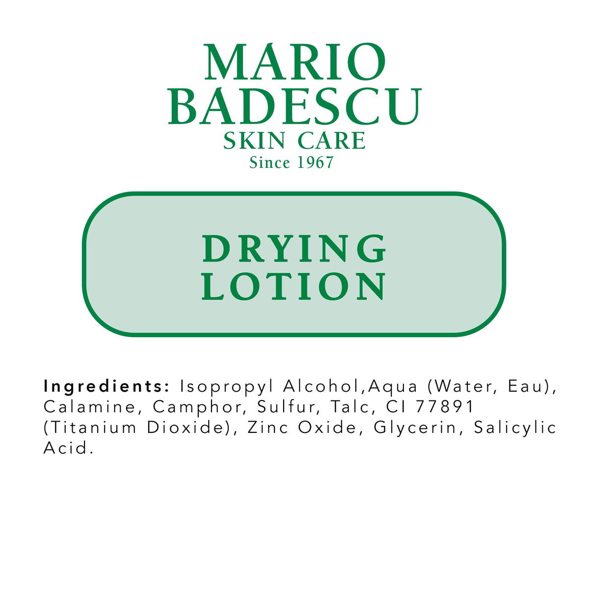 Mario Badescu ingredients list detail emphasizing salicylic acid and sulfur