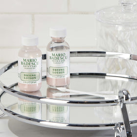 Mario Badescu bottle on bathroom counter as part of a nighttime routine