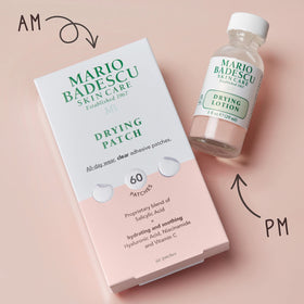 Mario Badescu lotion texture dabbed on skin showing fast-drying benefit