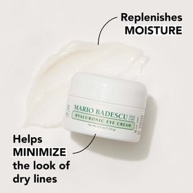 Mario Badescu ingredients display with hyaluronic acid and aloe emphasizing hydration