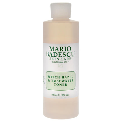 Mario Badescu front bottle showing witch hazel and rosewater for gentle clarification