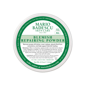 Mario Badescu front packaging showing blemish powder and benefits