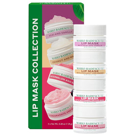 Mario Badescu front packaging of 4-piece lip mask collection, travel-friendly hydration