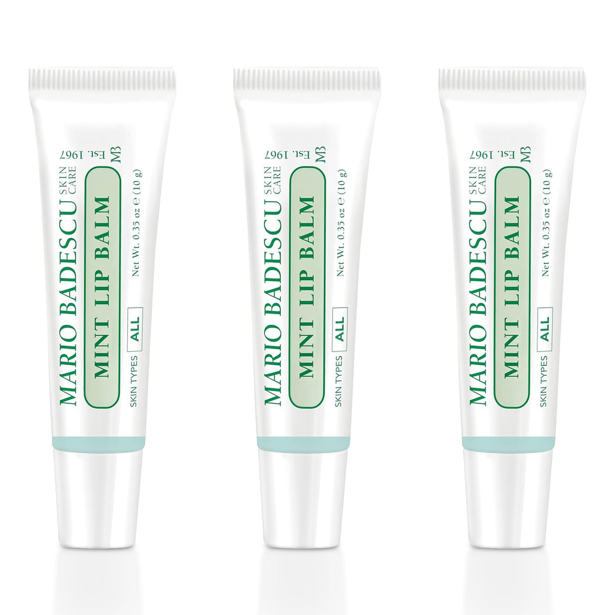 Mario Badescu front packaging showing mint lip balm for quick hydration