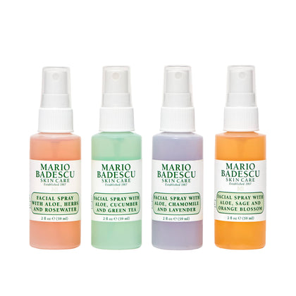 Mario Badescu front packaging showing four mini facial sprays for easy gifting